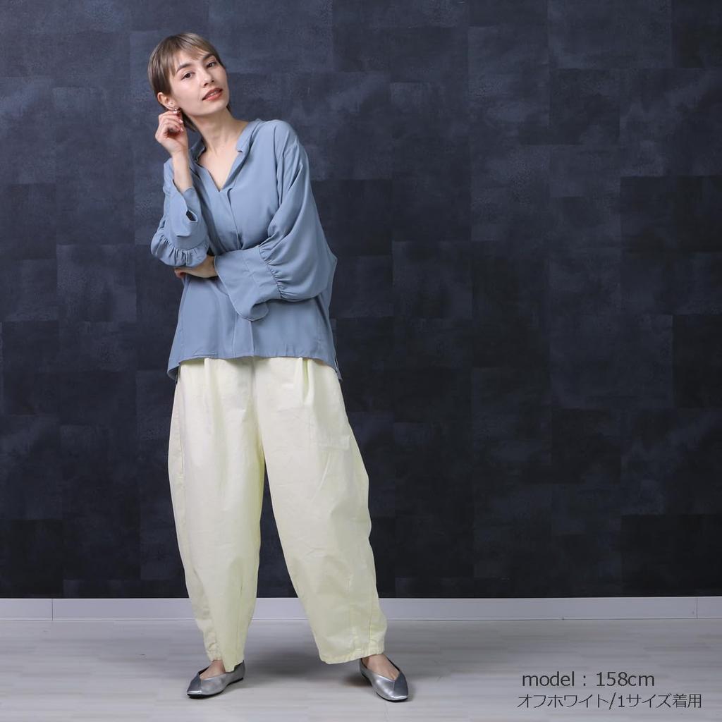 Selectively Berry Circus Matte Comfortable Elastic Solid Loose Plus Suitable for Size LL Women's Wide-Leg Pants, Lightweight, Texture, Wear,