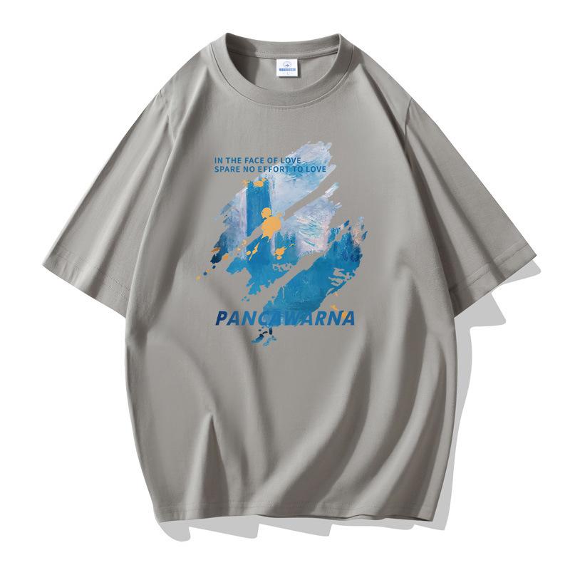 2025 Fashion Men Short Sleeves T-shirt 100% Cotton Casual Tee Large Size