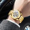 Men's Stainless Steel Round Open Heart Watch Stylish Accessory, Popular Fashion, Formal Business, Gift for Anniversary, Birthday - Gold