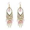 Bohemian Cross-Border Handmade Water Drop Rice Bead Tassel Earrings for Travel Photography