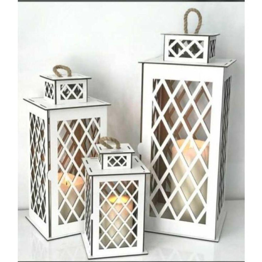 

Набор декоративных деревянных фонарей из 3 шт.