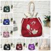Satin Silk Hanfu Drawstrings Bag Mommy Bag Floral Bucket Bag Embroidery Flower Handbag  Shopping