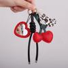 Heart-shaped Mirror Cherry Leather Keychain Bag Accessories Cat Cherry Bag Pendant  Birthday Gift