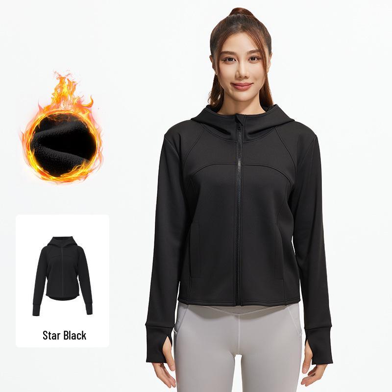 

Juyi Hall Women s Fleece-Lined Hooded Yoga Jacket for Autumn/Winter - Loose & Casual Style L