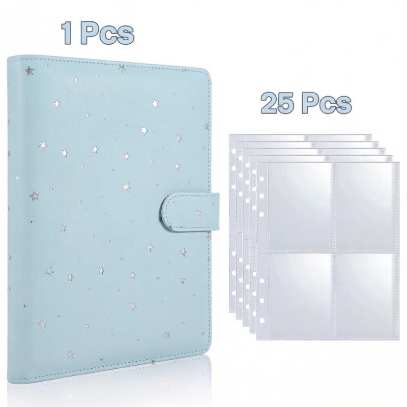 Macaron Polka Dot A5 PU Leather Card Binder 100 Grid Card Collection Album With 4 Grid Card Sleeves Collectible Storage Book