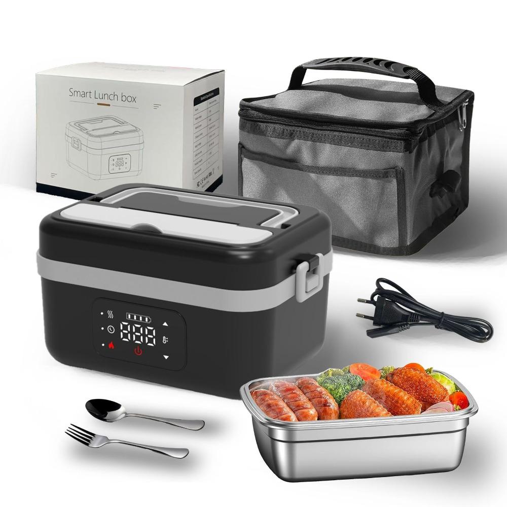 

with Timer & 4 Temp Settings Electric Heated Lunch Box 6 Speed Temperature Settings 1000ML Food Warmer Stainless Steel Cordless