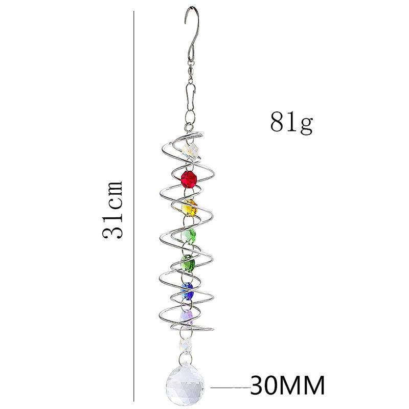 *Spiral Tail Wind Spinner Suncatcher Crystal Ball Stabilizer Chakra Bead Hanging Kinetic Wind Chimes Rainbow Maker Garden Decor
