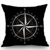 Vintage Compass Pillowcase Black and White Nautical Cushion Cover Wind Rose Decor Throw Pillow for Living Room Bedroom