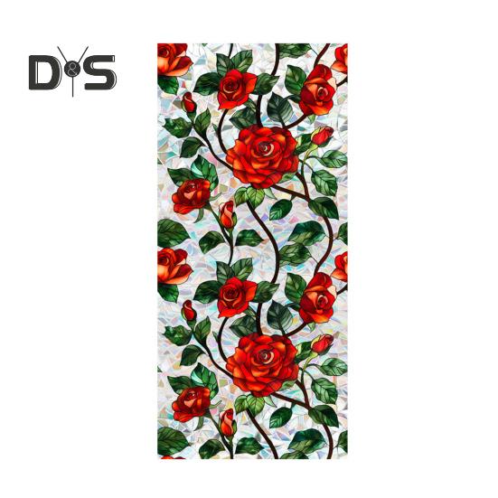 Gėlėtas vaivorykštės statinis lipdukas Langų privatumo plėvelė, apsauganti nuo UV spindulių, stiklo lipdukas Nelipnus langų lipdukas, skirtas namų miegamojo svetainės dekoravimui