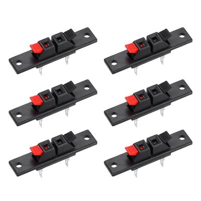 Uxcell Spring Speaker Audio Cable Terminal Strip 2-pole Terminals, Push-release Connectors, Block, Red/black, WP2-35, 6-pack.