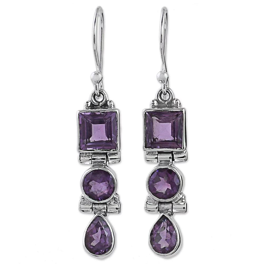 Bluelans Earrings AmethystDrop Earrings Women Faux Pear/Round/Square  Dangle Hook Vintage