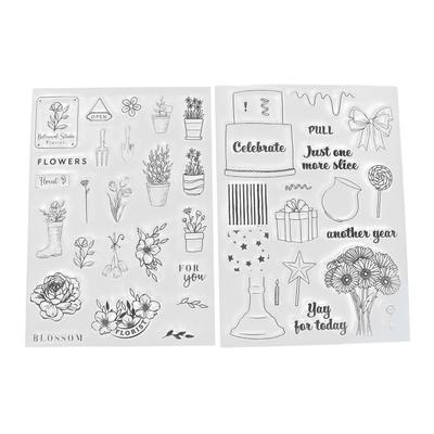 2Pcs Clear Stamp Set Unique Exquisite Healthy Safe Recyclable Convenient Transparent Stamps for Card Making Decoration