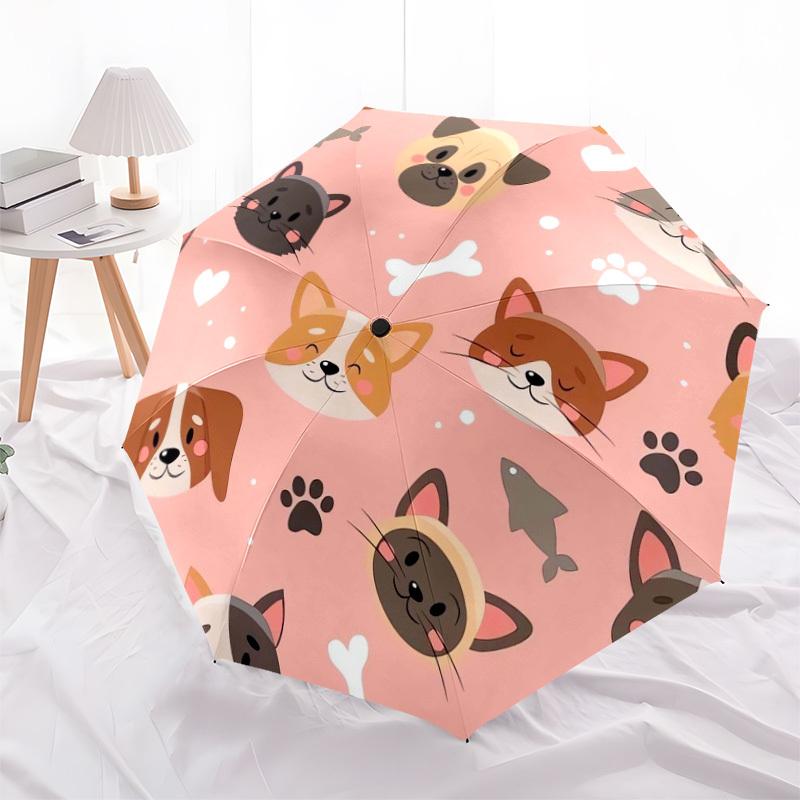 1pc Cute Animals Pattern Umbrella with Plastic Handle,Suitable for All Seasons Home Travel Outdoor UmbrellaDD1379