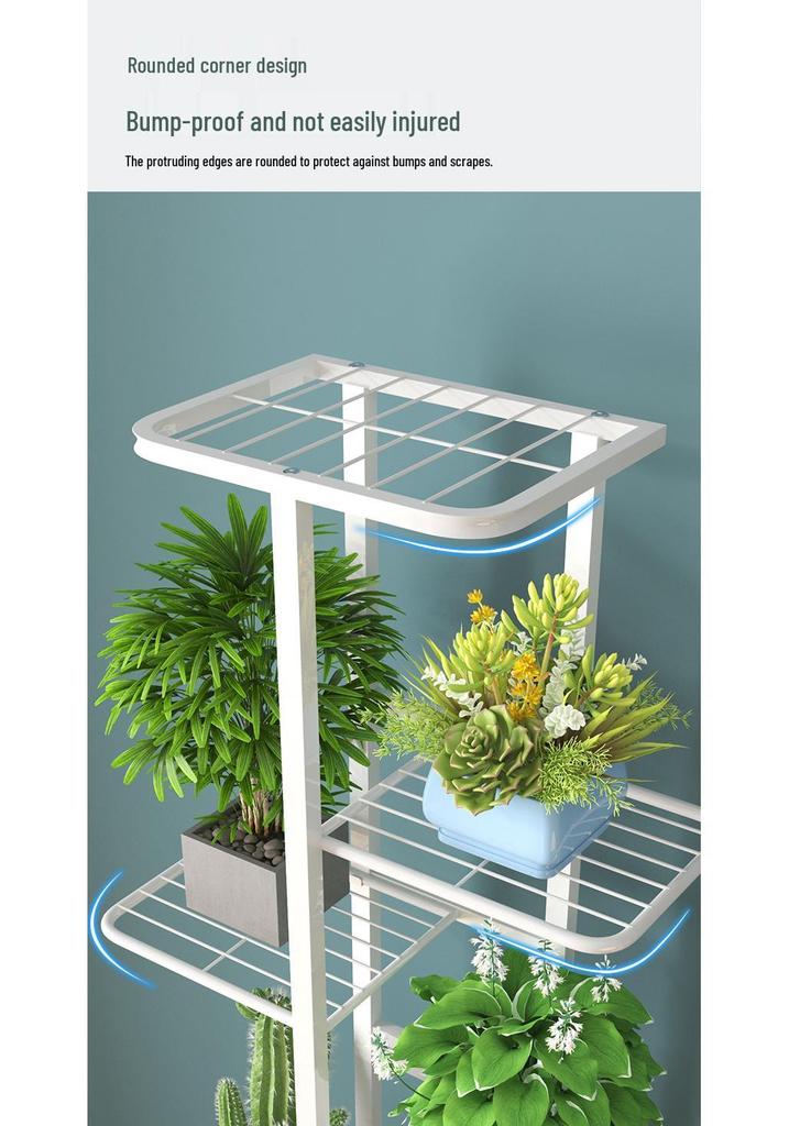 Wrought Iron Multi-layer Flower Stand Shelf for Indoor and Balcony Plant Display