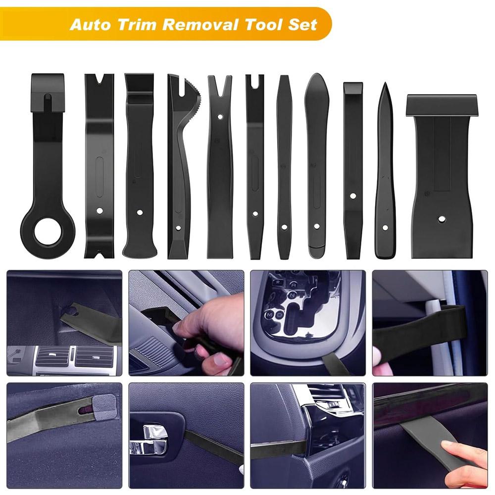 12PCS Auto Trim Removal Tool Kit No-Scratch Tool Kit for Car Audio Dash Panel Window Molding Fastener Remover Tool Kit-Black