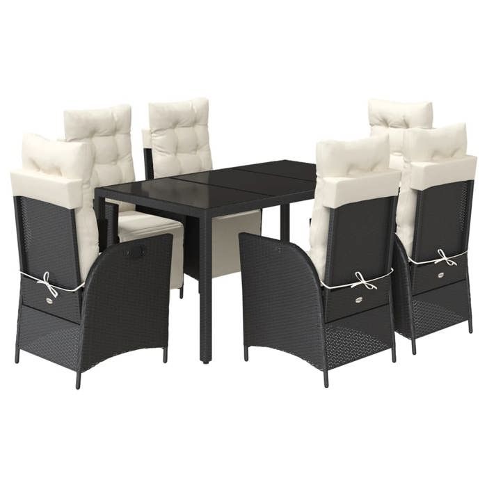 VidaXL Garden Dining Set with Cushions 7 Pcs, Table and Chairs with Adjustable Backrest, Outdoor Furniture, 3213317