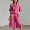 Two Piece Sweatsuit for Women Casual Half Zipper Short Sleeve Tops And Shorts Tracksuits Summer Lounge Outfits with Pockets