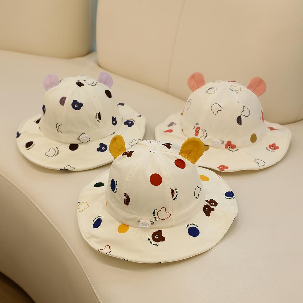 Bear Dots Baby Bucket Hats For Children Summer New Sunhat Kids Fishing Hat Sunshade Visor Boys Girls Outdoor Cartoon Beach Cap