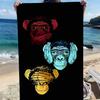 Weird orangutan with colorful patterns polyester microfiber beach towel is highly absorbent, suitable for swimming beach outings