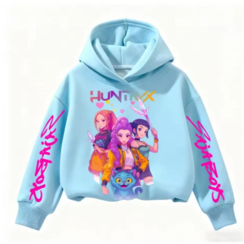 KPOP Devil Hunter Boy Girl Hoodie Street Sports Casual Trendy Harajuku Cartoon Children Autumn Winter Sweatshirt Clothing Top