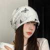 Butterfly Embroidery Pile Hat Autumn and Winter New Hat Women's Retro Versatile Thermal Headgear Show Face Small Cold Hat
