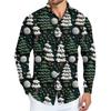 Men's Christmas Shirt Christmas Print Long Sleeve Button Shirt