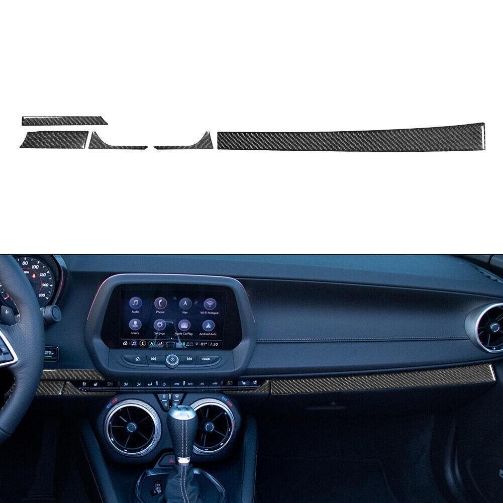 5Pcs Nevigation Lower Panel Trim Strip Carbon Fiber For Chevy Camaro 2016-2018