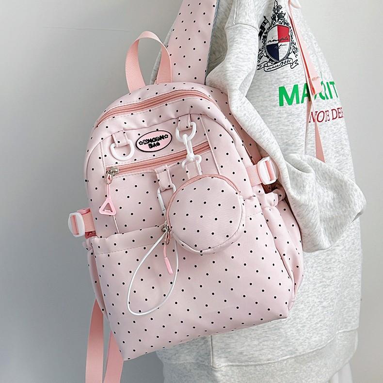 Schoolbag Korean version small fresh polka dot schoolbag female junior high school high school student college student casual backpack