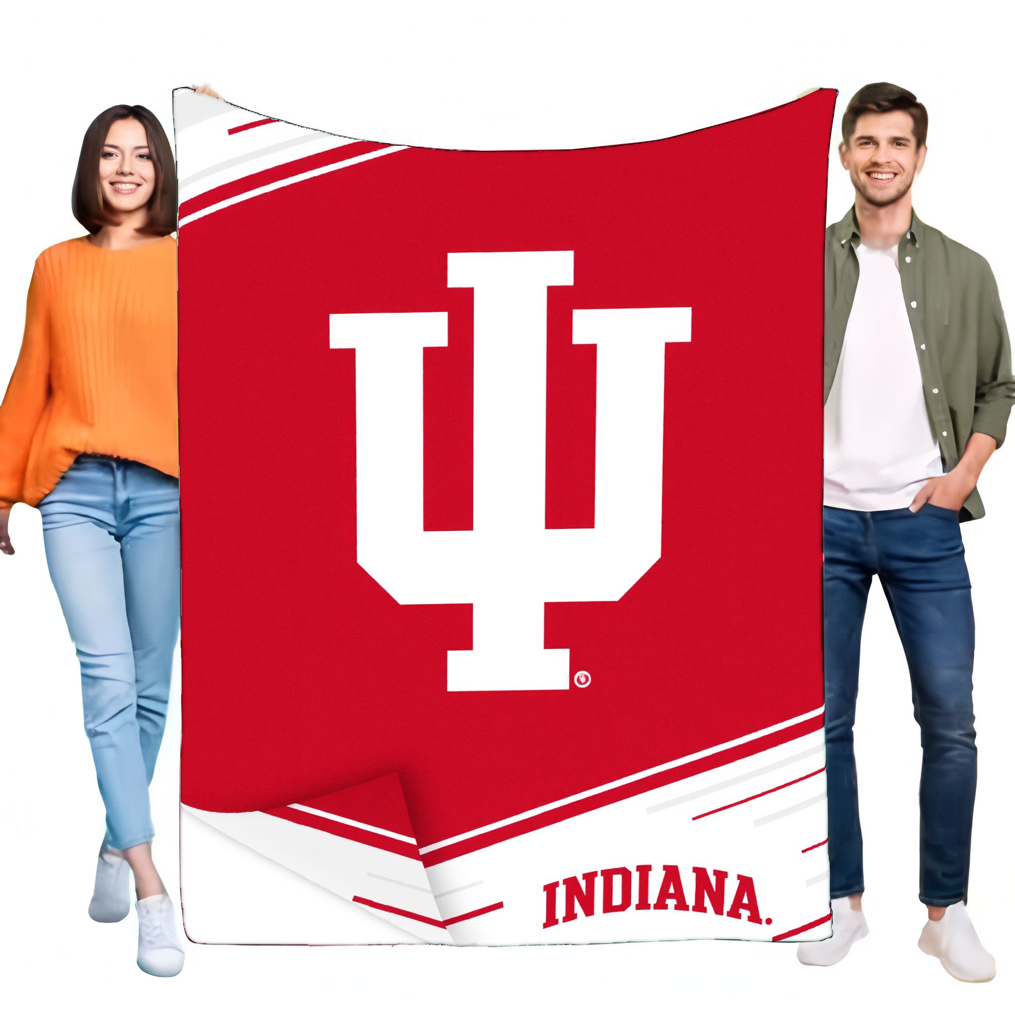 

Indiana University IU Logo Large Red Blanket with Stripes, Cozy Soft Throw for Fans, Ideal for Home Decor or Sports Events, Perf 75cmx90cm