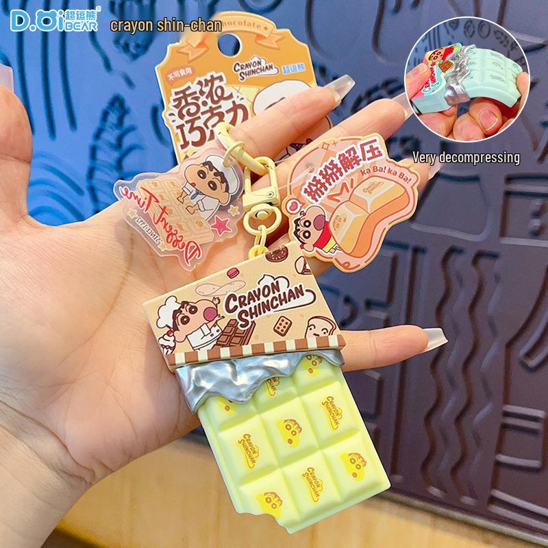 Crayon Shin-chan Breakable Chocolate Pendant Keychain - Trendy Decompression Toy Gift