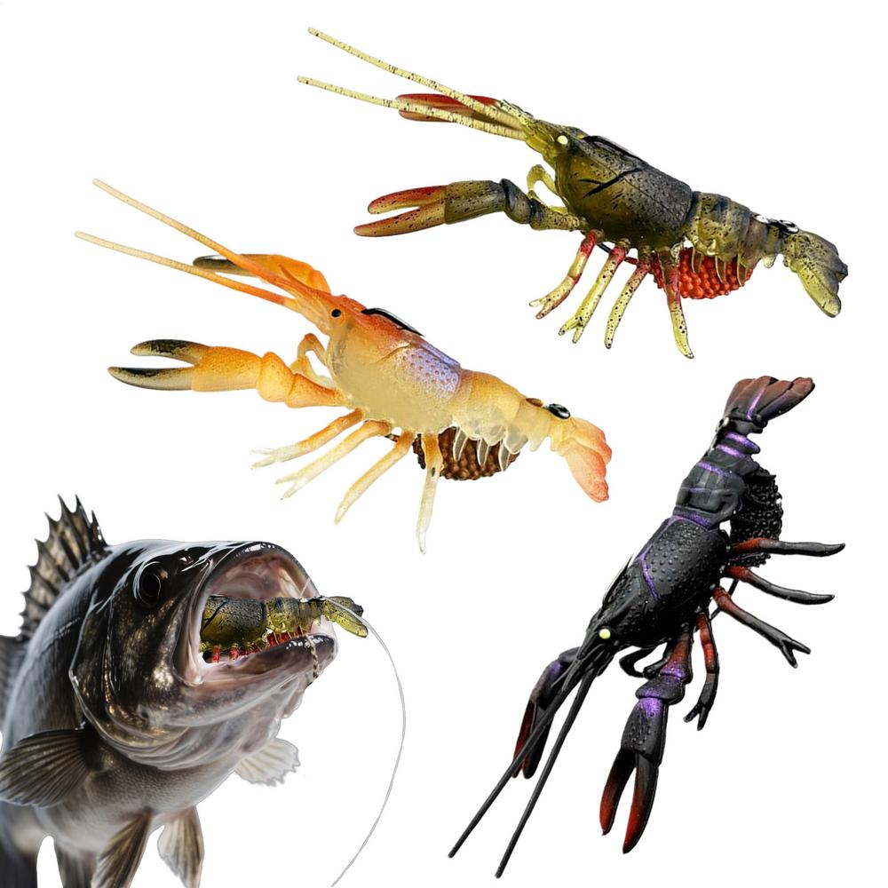 

Crawfish Bait Artificial Lure Lures Simulated Soft Swimbait 3 Pieces Bait For Adventures Freshwater Husband Dad Men Camping