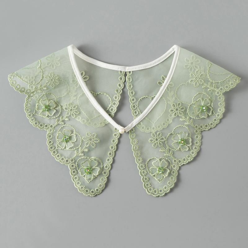 Perfect Match Pink Women Scarf Shawl Detachable Collar Tie Necklace Embroidery Lapel Fake False Collar Woman Lace Tie Neckwear Nep Kraagie