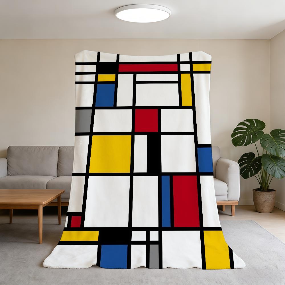 Decke Super Warm Bequem Plüsch Überwurfdecke M-Mondrian-ES Kind Zuhause Kunst Sofa Schlafzimmer Geschenk