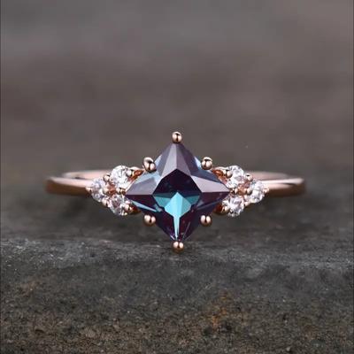 1PC Fashion Six Claw Diamond Set Zircon Ring, Simple and Versatile Copper Ladies Ring