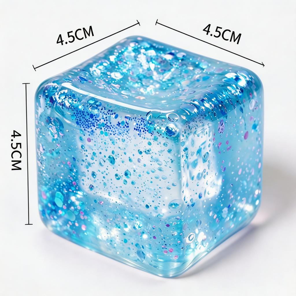 Eiswürfel-Quetschspielzeug in Flash-Würfel-Form mit schwebendem Glitzer, weiche Textur, toll für den Schreibtisch, persönliches Geschenk oder Weihnachtsgeschenk