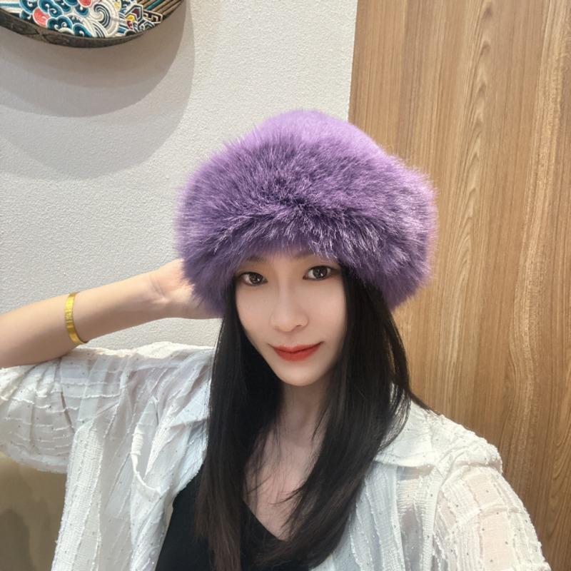 1PC new Mongolian hat plush hat women's thickened warm fashion bucket hat windproof and cold hat