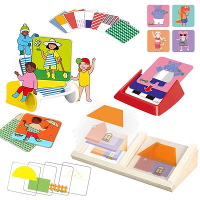 Montessori Geometric Shape Colors Matching Puzzles Toys Spatial Imagination Logical Thinking Training Kids Reasoning Board Games