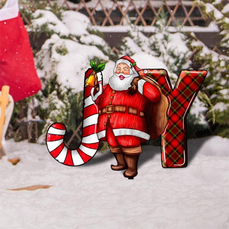 Christmas Santa Claus Stakes Xmas Garden Yard Signs Santa Claus Yard Art Outdoor Christmas Decorations for Lawn Door