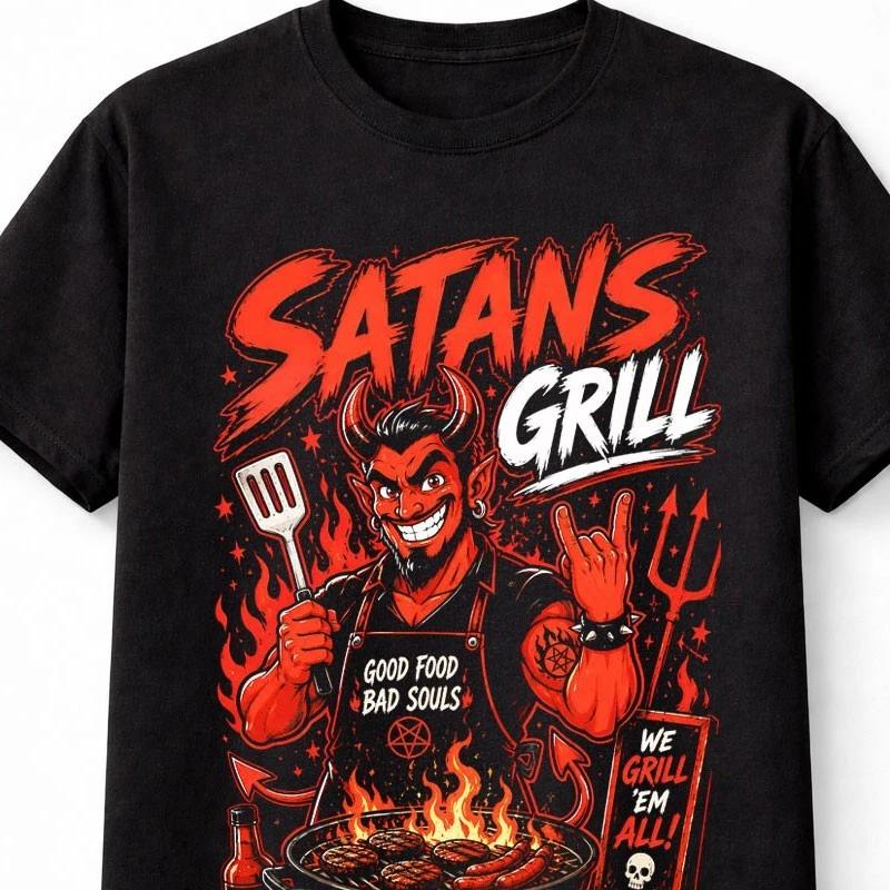 Satans Grill Devil BBQ Horror Funny Graphic Unisex TShirt S