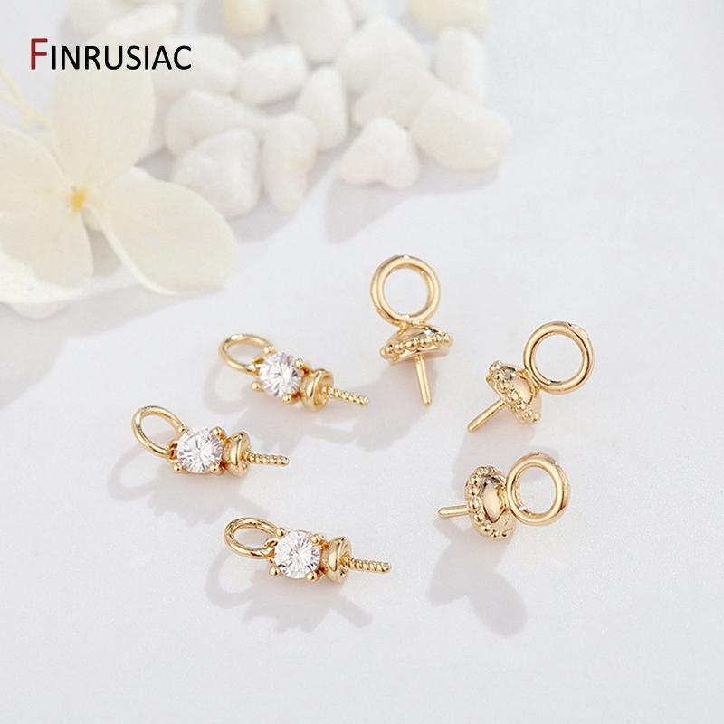 14k gold plated Jewelry Making Supplies Pendant Pearl Beads Holder Pin Pendant Connector Pendant Beads Cap for DIY Jewellery