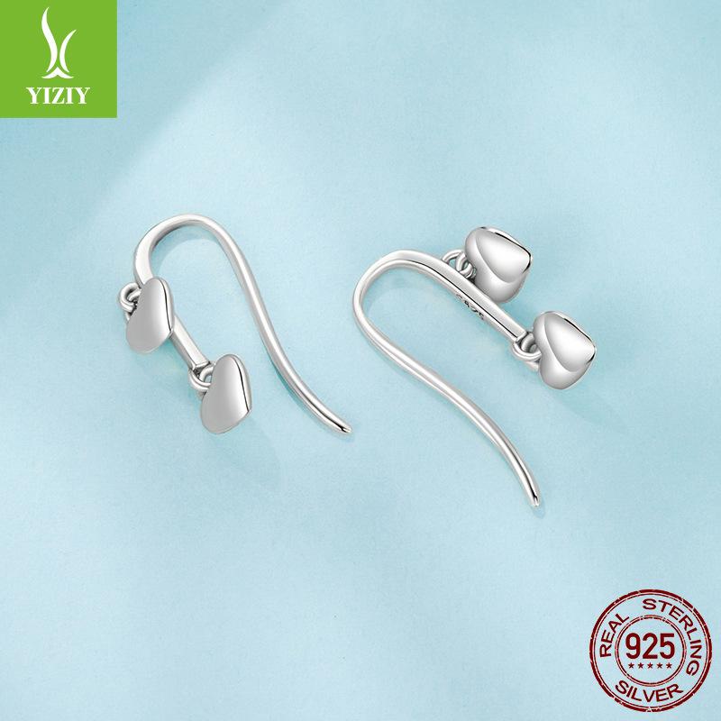 Simple Love Fringed Ear Hook Smart Premium S925 Sterling Silver Heart Earrings Earrings