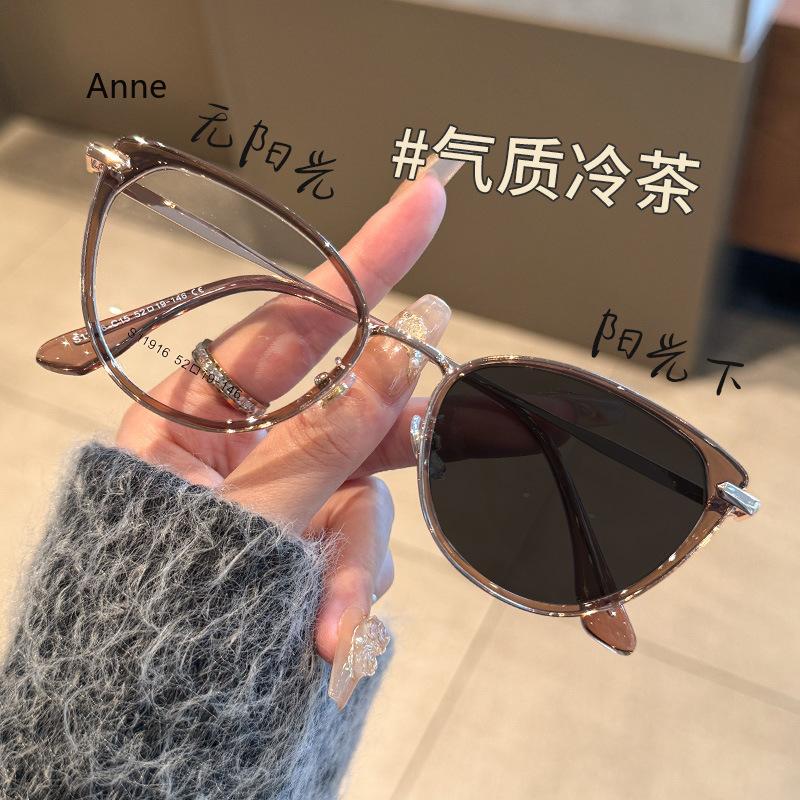 Intelligent Photochromic Anti-Uv Sunglasses For Women Men Luxury Cat Eye Frame Finished Prescription Minus Glasses Diopter 0-1.5