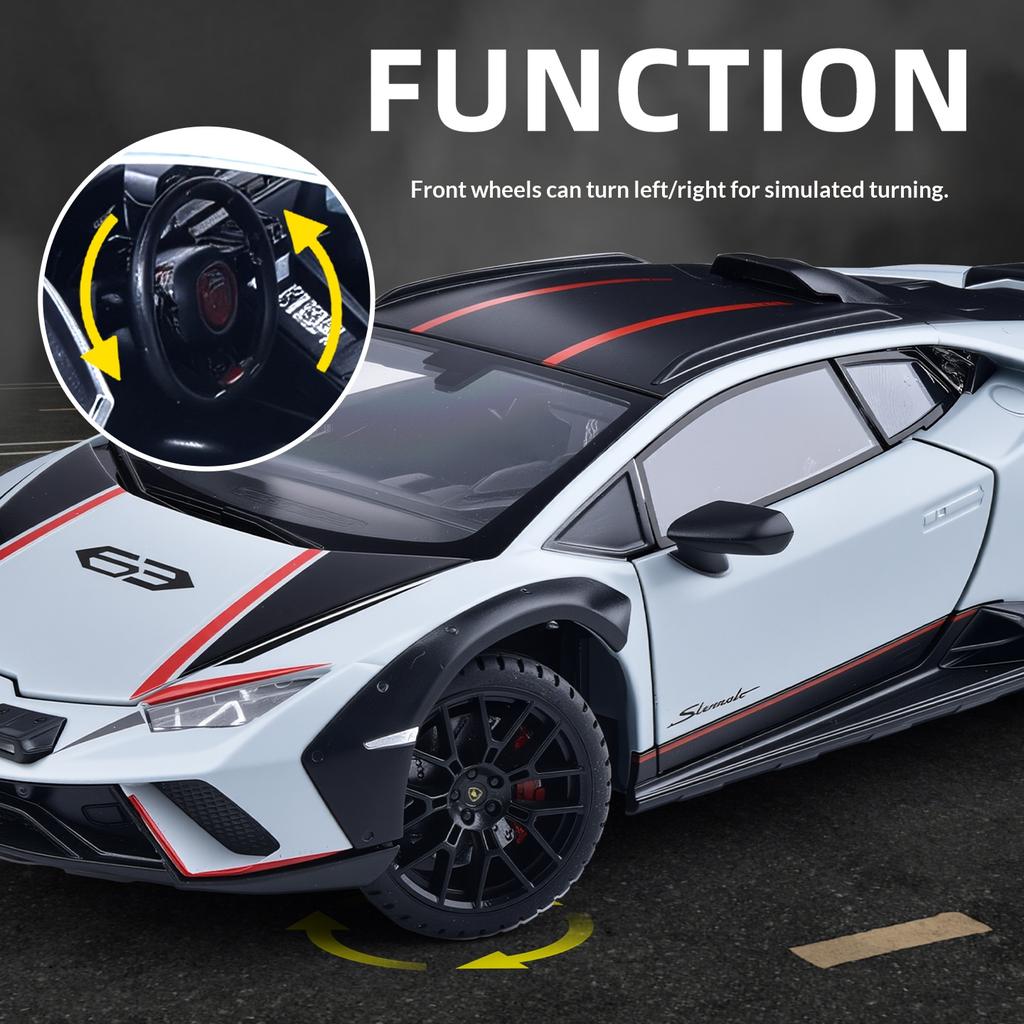 Alloy 1/24 Lamborghini Huracán Model Car Ornament Steering Shock Absorption Sports Car Model Pull Back Toy Car