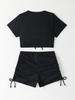 European & American Women's Solid Color High-Waisted Two-Piece Swimsuit Bikini