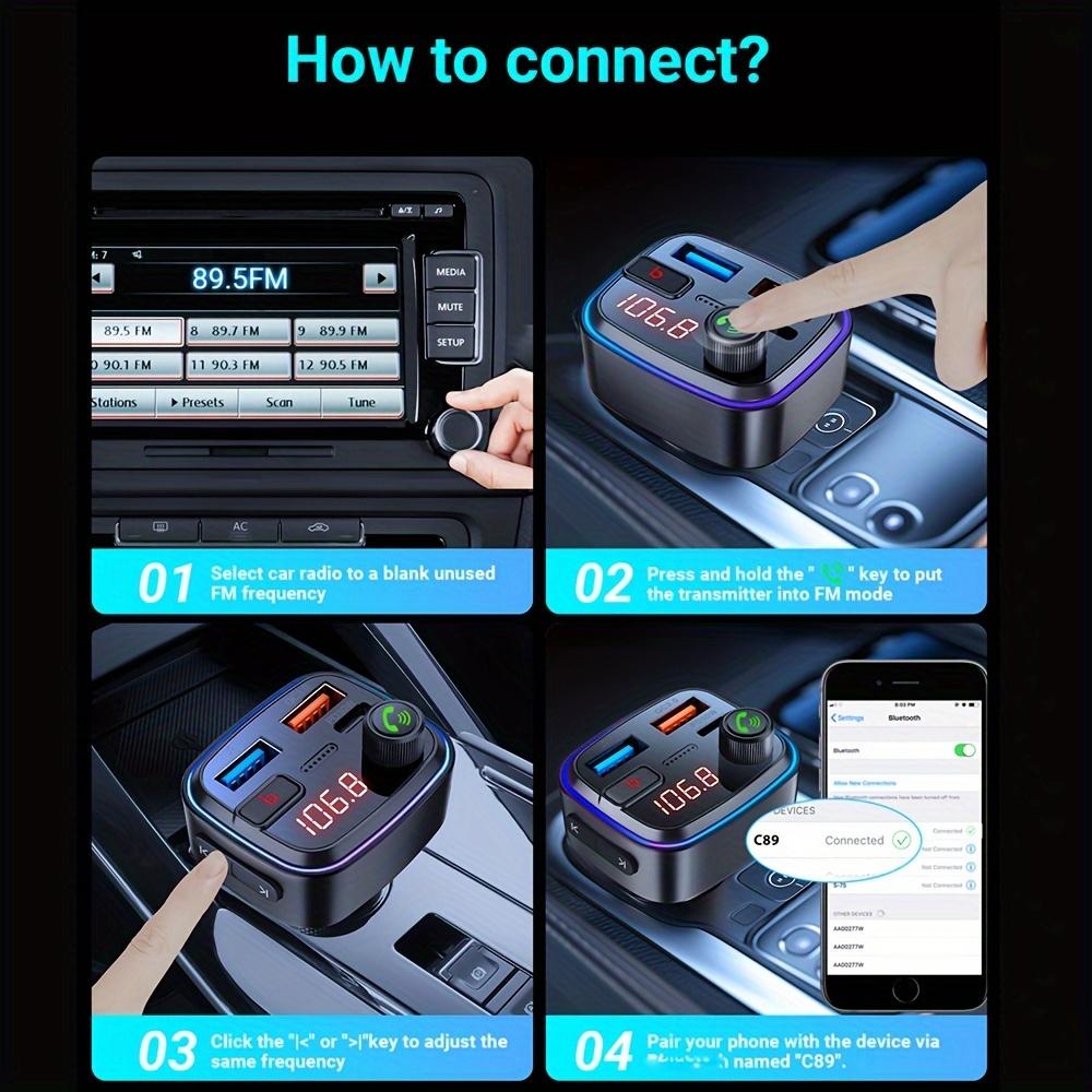 FM Transmitter Car Adapter Wireless5.0Car radio kit for hands-free calling MP3Player Receiver HiFi Bass support U Disk