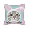 Funny Easter Cats Ears Bunny Eggs Pillow Case  Comfy Pillow Cover Vintage Pillowcases For Sofa Couch Bed Living Room