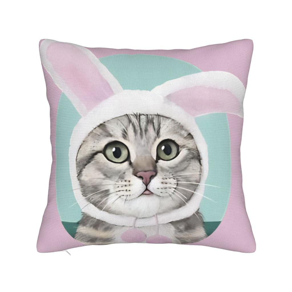 Funny Easter Cats Ears Bunny Eggs Pillow Case Comfy Pillow Cover Vintage Pillowcases For Sofa Couch Bed Living Room
