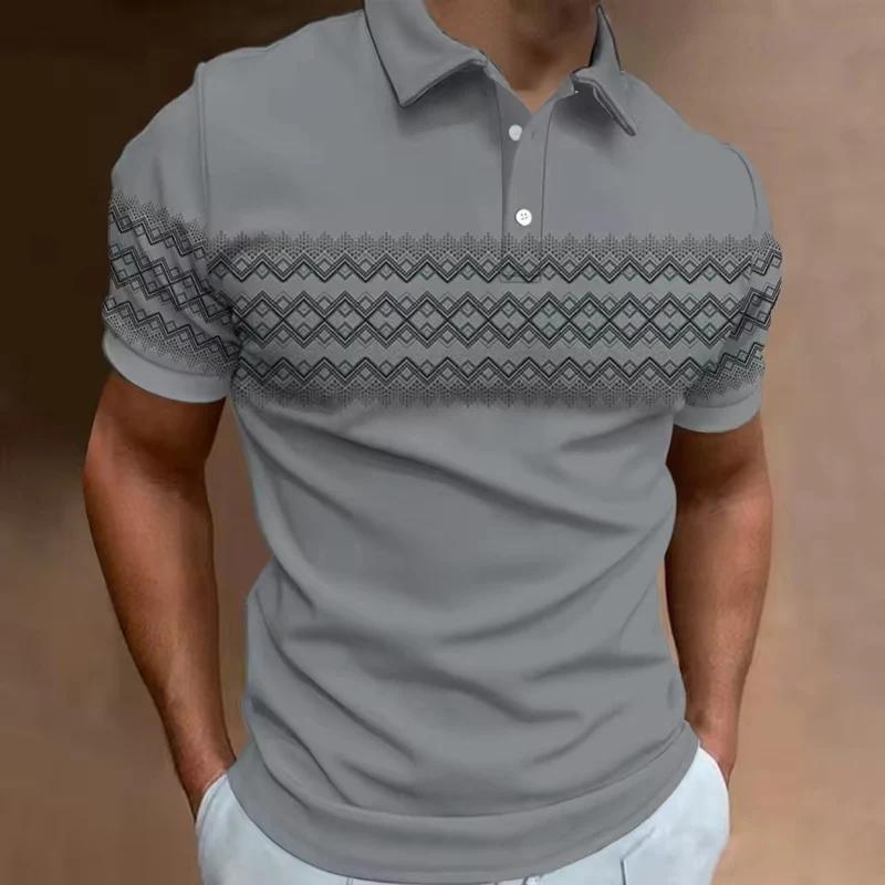Fashion Men's Polo T-shirt 3D Patchwork Checkered Printed Street Top Daily Casual Short Sleeved Men's Clothing