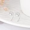 1 Pair Ear Studs High Polished Opening Hypoallergenic Silver-plated Comfortable To Wear Gift Copper Women Cat Paw Half Hoop Huggie Earrings for Dating