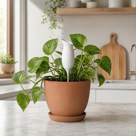 Wine Glass Self Watering Planter, 3D Printed Matte Black PLA Automatic Watering Dispenser, Universal Fit for Pots, Easy Plant Care for Travel Lazy